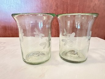 Uranium Etched Bumblebee Drinking Glasses