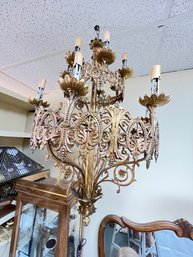 1900's Antique, Ornate, 2 Tier Chandelier- Candelabra Style