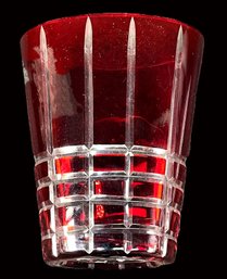 Oval 6' Red Crystal Vase Cut To Clear