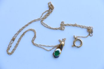 14k Yellow Gold Emerald Pendant Necklace