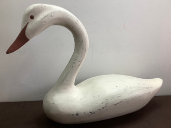 Wood Carved Swan Sculpture