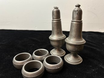 Pewter Table Ware (shaker And Napkin Rings)