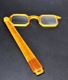 Vintage 1920s Lorgnette Eye Glasses Case Butterscotch Bakelite Plastic