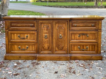 A Vintage Fruitwood Dresser With Mirror