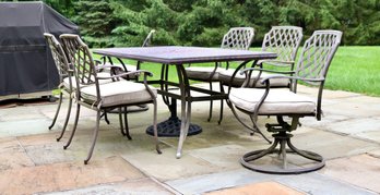 Large Outdoor Lattice Table And Chairs  Aluminum Patio Furniture Set