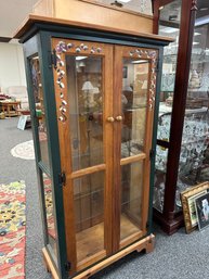 Painted Trim With Natural Finish Display Cabinet