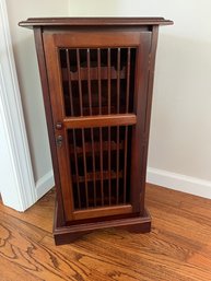 Pottery Barn Wine Cabinet - Dark Wood With 10 Bottle Capacity And Lock
