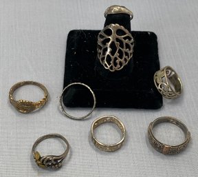 Eight Stamped Sterling/925 Rings