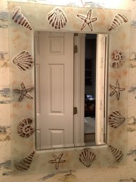 Large Sea Shell Frosted Framed Mirror