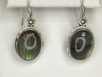 Amazing Brand New - 925 / Sterling Silver Earrings With Oval High Polished Labradorite Cabochons - NEW !