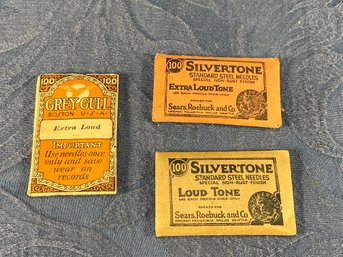 Victrolas, Phonograph - Silver Tone Steel Needles By Sears Roebuck & Co. &  Grey Gull Of Boston Needles