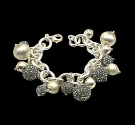 Beautiful Italian Matte Sterling Silver Beaded Bracelet