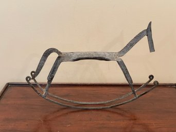 Hand Wrought Metal Rocking Horse Primitive Folk Art Handcrafted Farmhouse