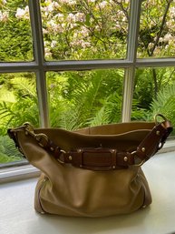 Classic Brown Leather Coach Sack Shoulder Bag