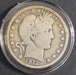 1912 Barber Silver Half Dollar