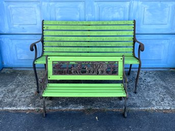 Two Lime Green Garden Benches