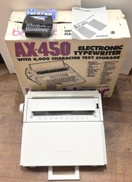 Brother AX-450 Electronic Typewriter W/ Original Box, Users Guide & Film Ribbons