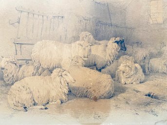 T.S. Cooper Lithograph, Sheep Shed, 1837