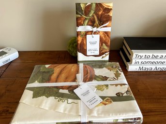 NEW Williams Sonoma 70' Round Tablecloth And Set Of 4 Dinner Napkins