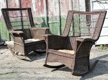 A Pair Of Vintage Wicker Rocking Chairs