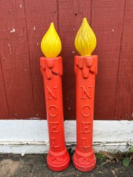 Vintage 'Noel' Red Candlestick 38' Blow Mold Christmas Lawn Decoration