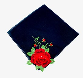 Vintage Black Rose Mourning Hankie