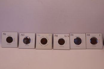 1910, 1913, 1916D, 1918(3) Pennies (6 Total)