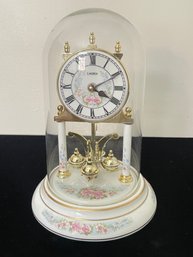 Vintage Glass Domed German Porcelain Clock