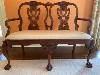 Chippendale Style Loveseat Vintage Mahogany Frame