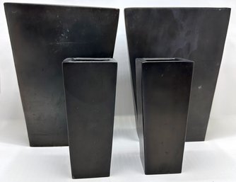 4 Pottery Barn Metal Rectangular Vases