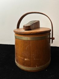 Vintage Colonial Pine Shoe Shine Wooden Banded Barrel Bucket