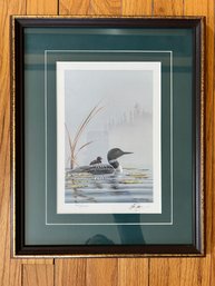 Marc Barrie Signed Limited Edition Lithograph 'Safe And Secure--Common Loons' 1990