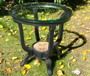 Round Metal Glass Topped Accent Table