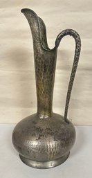 Vintage Art Deco Hand- Hammered Pewter - Large Pitcher Or Jug With One Side Handle      BS/b1