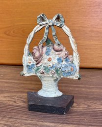 Antique Judd Cast Iron Flower Basket Doorstop