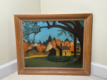 Vintage Original Oil Painting Of Daniel Webster Home, JT McCance
