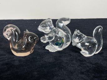 3  Piece Glass Squirrel And Chipmunk Figurine Collection