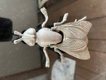 Vintage Patinated Brass Fly Figural Ashtray