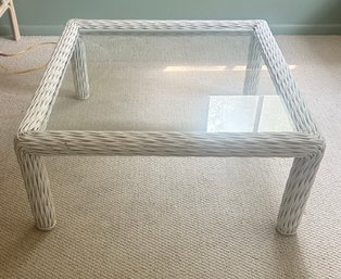 Wicker & Glass Top Coffee Table