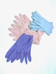 Trio Of Vintage Ladies Gloves- Blue, Pink, Purple