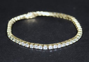 Gold Over Sterling Silver CZ Tennis Bracelet 7 1/4' Long