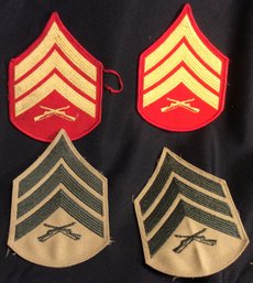 2 Pairs Of Vintage USMC Sergeant Military Patches