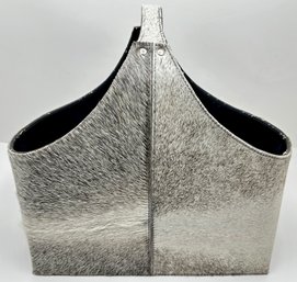 Cow Hide Covered Magazine Holder Caddy Basket, India, Purchased At Barneys New York