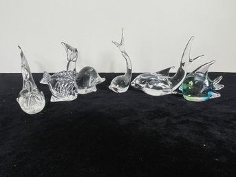 6 Piece Glass Sea Animal Figurine Collection