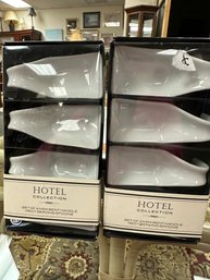 2 Sets New In Boxes 4 Bent Handle Serving Spoons By Hotel Collection