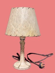 Vintage Decorative Desk/Table Lamp With Opaque & Leather Wrapped Edge Shade