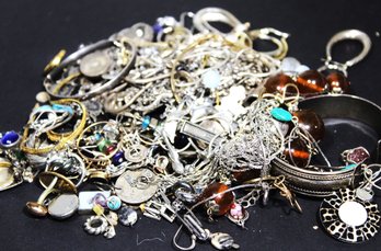 Large Lot Of Sterling Silver Wearable And Some Scrap LOADS Of Chains Necklaces