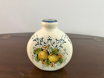 Small Signed Italian Ceramic Flask Form Bottle - Made In Firenze