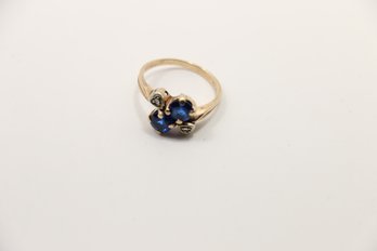 Vintage 14k Yellow Gold Blue Spinel Ring Size 5