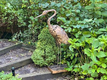 Large Garden Metal Heron Sculpture